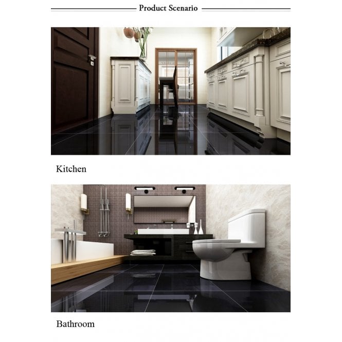 Super Black Polished Porcelain 60cm x 60cm Floor Tile