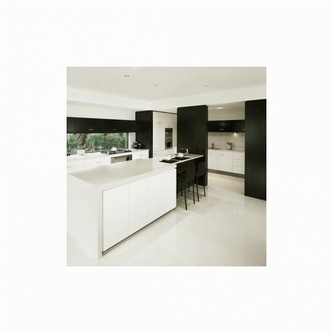 Super White Polished Porcelain 60cm x 60cm Wall and Floor Tile