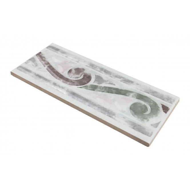 Heckstream Swirl Cameo Green CAM 315 10cm x 20cm Border Tile