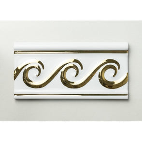 Heckstream Swirl Gold white 7.5cm x 15cm Border Tile