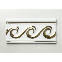 Heckstream Swirl Gold white 7.5cm x 15cm Border Tile