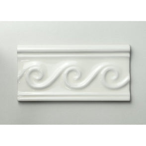 Heckstream Swirl White 7.5cm x 15cm Border Tile