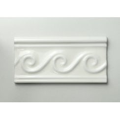 Heckstream Swirl White 7.5cm x 15cm Border Tile