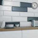 British Ceramic Tile Sykes Blue Bevel Gloss Metro V&A 14.8cm x 49.8cm Wall Tile