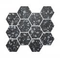 Terrazzo Hexagon Nero Mosaic 26cm x 27.8cm Wall & Floor Tile