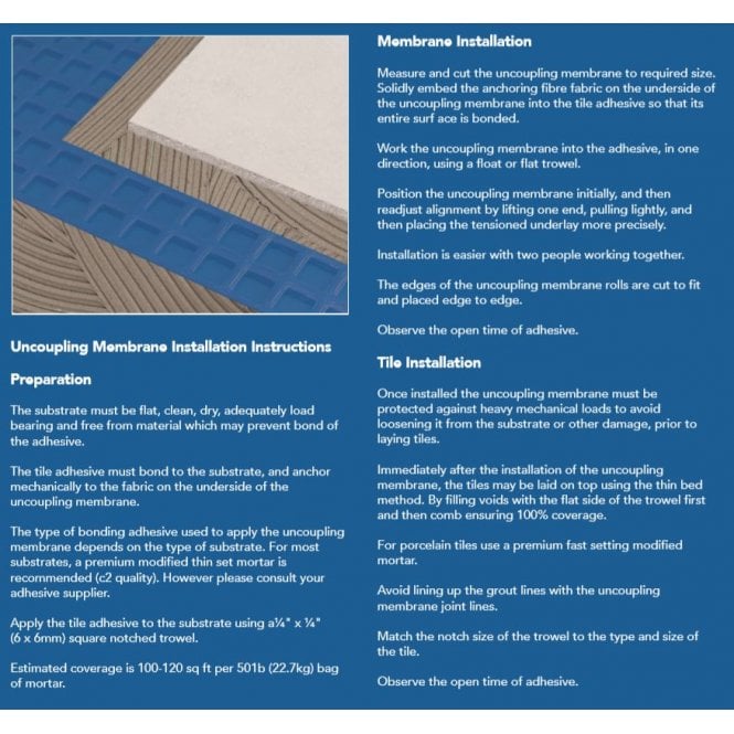 Tile Bank Tilers Base Uncoupling Membrane 30m Roll