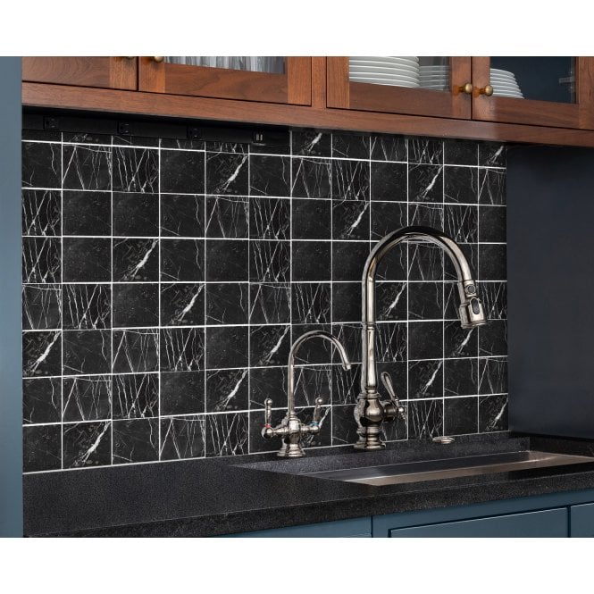 Toros Black Marble 10cm x 10cm Wall Tile