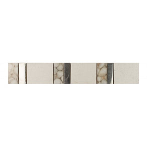 Heckstream Torrestream Konbo White Glass & Pebble Stone 5cm X 31.5cm Border Tile