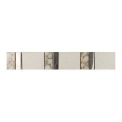 Heckstream Torrestream Konbo White Glass & Pebble Stone 5cm X 31.5cm Border Tile