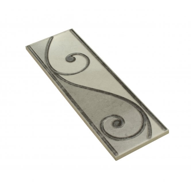 Heckstream Torrestream Swirl Toteml Grey 8cm X 25cm Border Tile