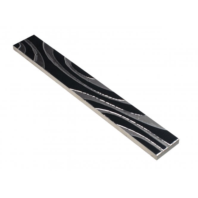 Heckstream Torrestream Zebra Silver Black Border 4cm X 30cm Border Tile