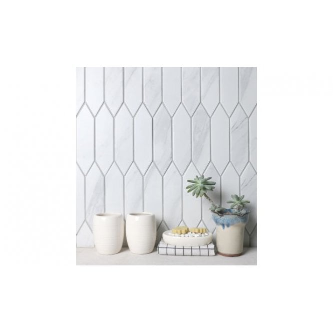 Traces Statuario Mosaic 4.8cm x 19.5cm Wall & Floor Tile