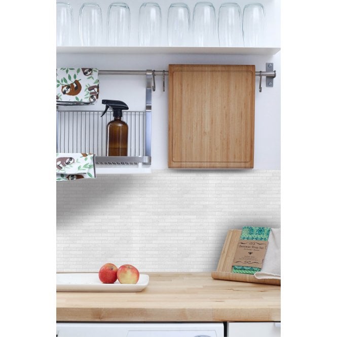 Travertine White 30cm x 30cm Peel & Stick Mosaic Tile