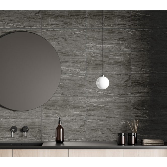Travertino Dark Grey 25cm x 50cm Wall Tile