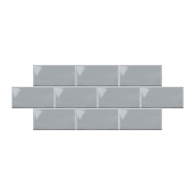 Trendy Grey Glossy 12.5cm x 25cm Wall Tile