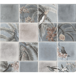 Tropical Tiles Blue Wallpaper