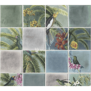 Tropical Tiles Green Wallpaper