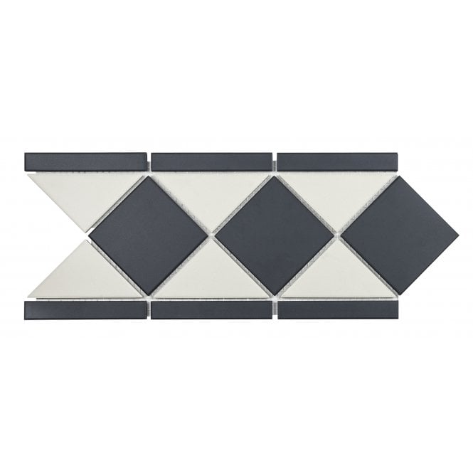 Unglazed Black & White Quarry 19cm x 42.2cm Border Tile