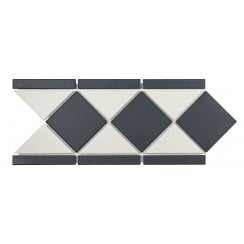 Unglazed Black & White Quarry 19cm x 42.2cm Border Tile