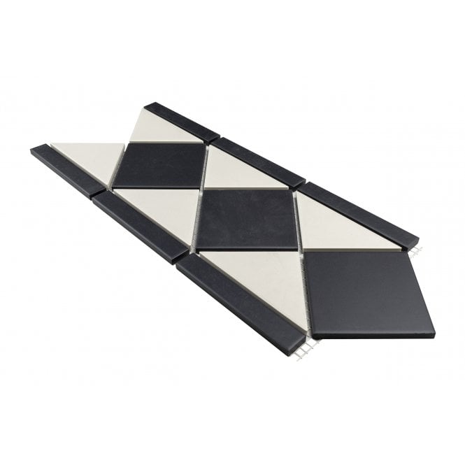 Unglazed Black & White Quarry 19cm x 42.2cm Border Tile