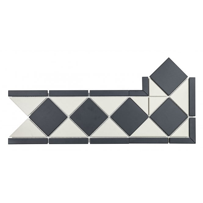 Unglazed Black & White Quarry 23.6cm x 23.6cm Corner Tile