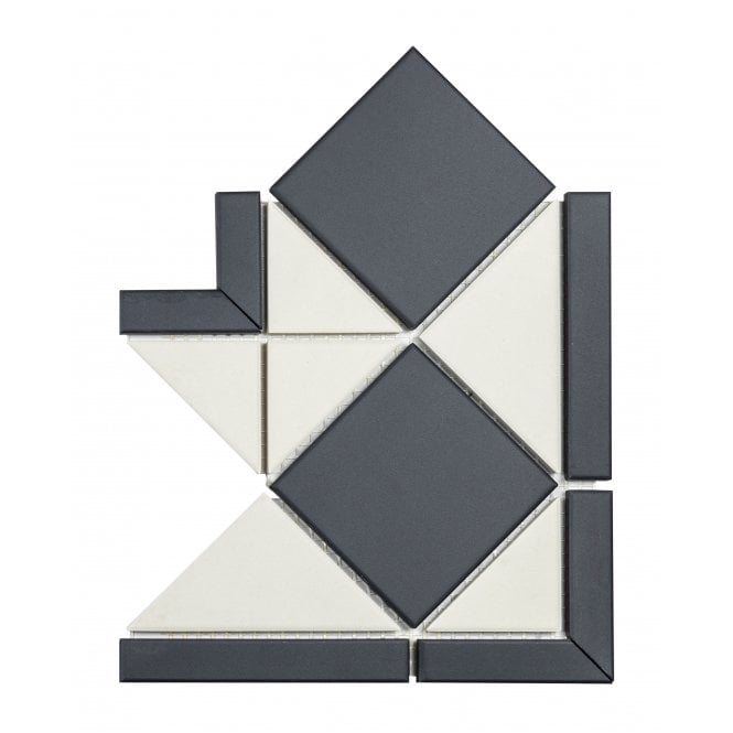 Unglazed Black & White Quarry 23.6cm x 23.6cm Corner Tile