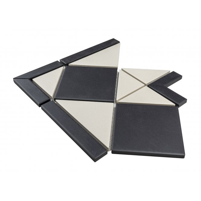 Unglazed Black & White Quarry 23.6cm x 23.6cm Corner Tile