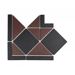 Unglazed Red and Black Quarry 23.6cm x 23.6cm Corner Tile