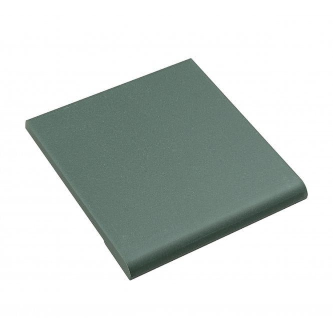 Unglazed Victorian Green Bull Nose Quarry 9.6cm x 9.6cm Floor Tile