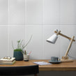 British Ceramic Tile V & A Quatrefoil White Matt 24.8cm x 49.8cm Wall Tile