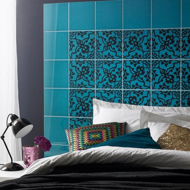 V&A Santiago Turquoise 19.8cm x 19.8cm Wall Tile Decor