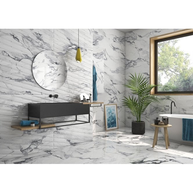 Valeria Silver Rectified Decor 33.3cm x 100cm Wall Tile