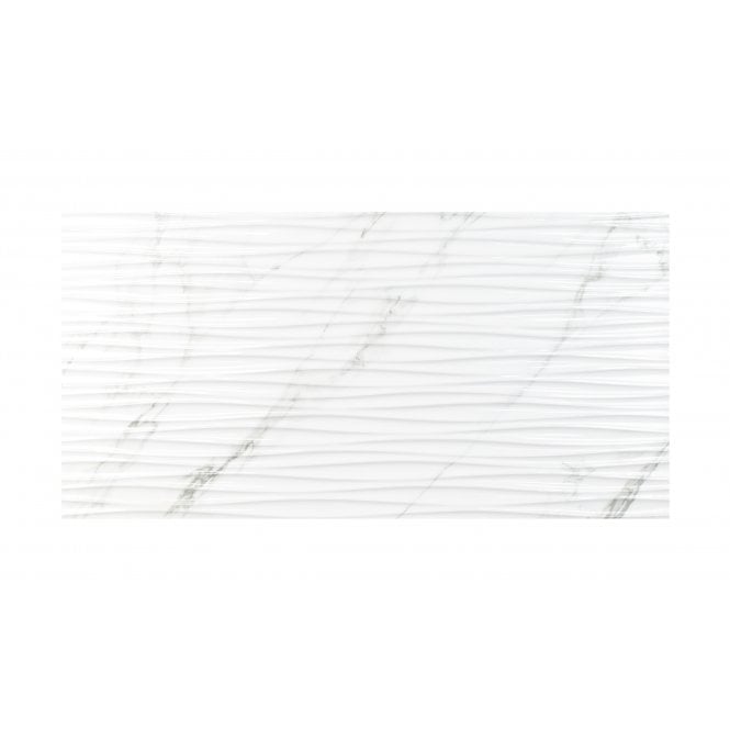 Venesso Grey Gloss Waves Decor 30cm x 60cm Wall Tile