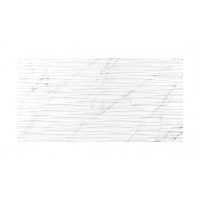 Venesso Grey Gloss Waves Decor 30cm x 60cm Wall Tile