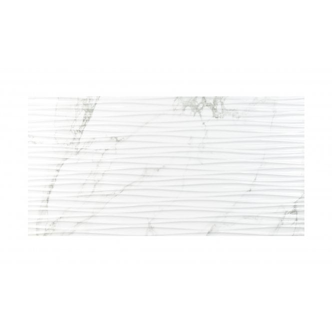 Venesso Grey Gloss Waves Decor 30cm x 60cm Wall Tile