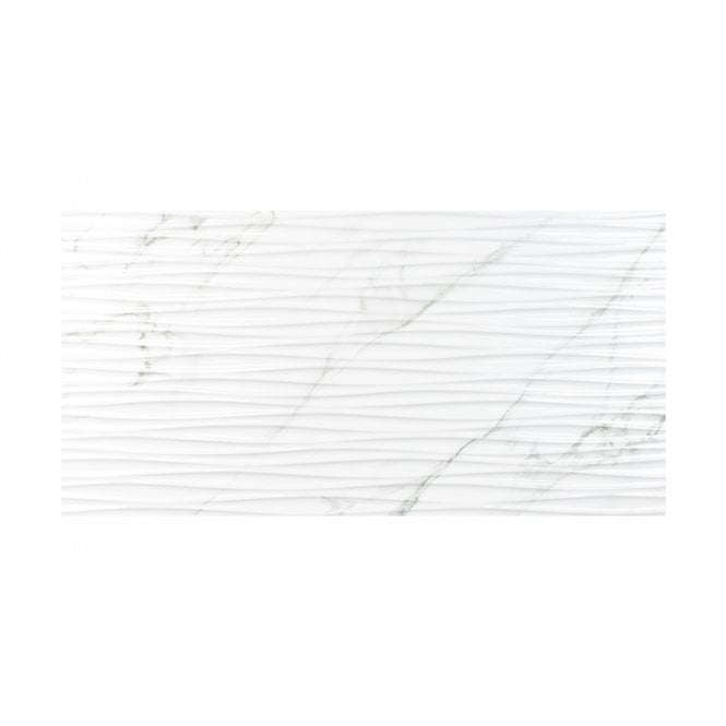Venesso Grey Gloss Waves Decor 30cm x 60cm Wall Tile