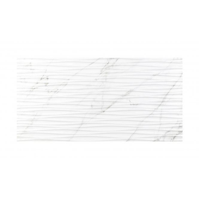 Venesso Grey Gloss Waves Decor 30cm x 60cm Wall Tile