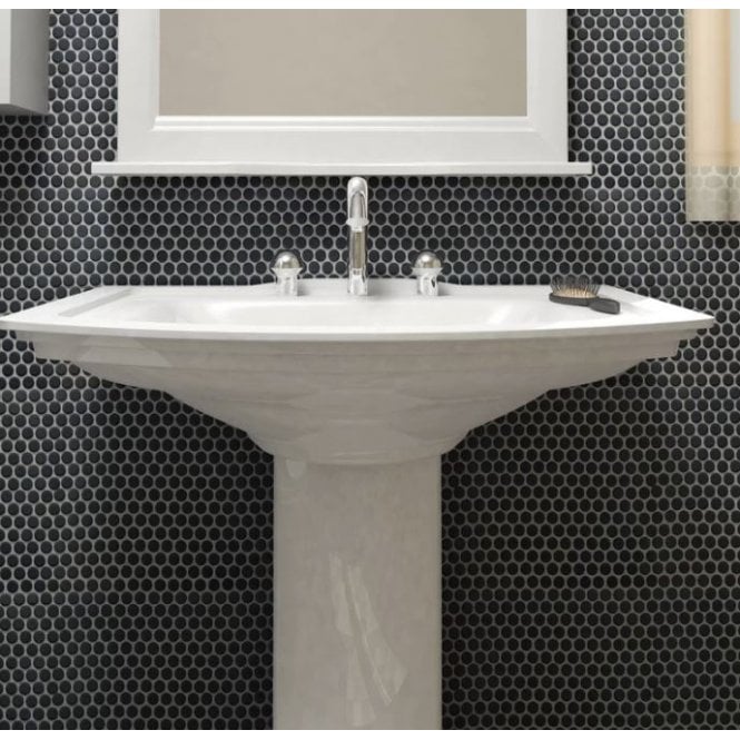 Victorian Penny Gloss Black 31.5cm x 29.4cm (1.9cm x 1.9cm) Mosaic Tile