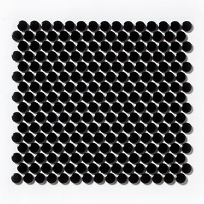 Victorian Penny Gloss Black 31.5cm x 29.4cm (1.9cm x 1.9cm) Mosaic Tile