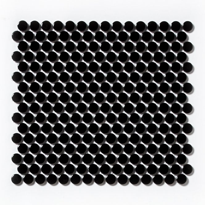 Victorian Penny Gloss Black 31.5cm x 29.4cm (1.9cm x 1.9cm) Mosaic Tile