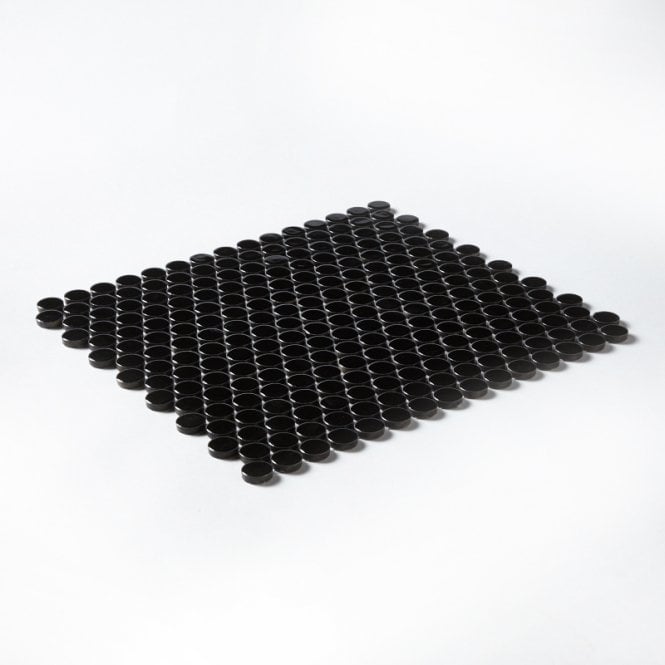 Victorian Penny Gloss Black 31.5cm x 29.4cm (1.9cm x 1.9cm) Mosaic Tile