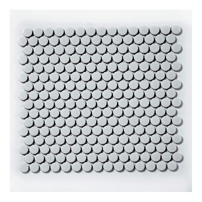 Victorian Penny Gloss Light Grey 31.5cm x 29.4cm (1.9cm x 1.9cm) Mosaic Tile