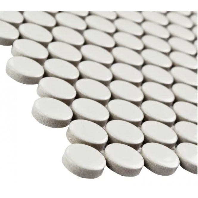 Victorian Penny Gloss White 31.5cm x 29.4cm (1.9cm x 1.9cm) Mosaic Tile