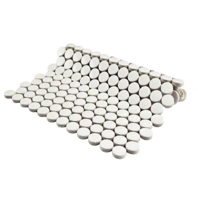 Victorian Penny Gloss White 31.5cm x 29.4cm (1.9cm x 1.9cm) Mosaic Tile