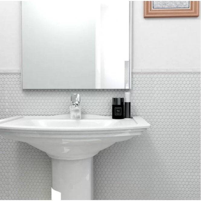 Victorian Penny Gloss White 31.5cm x 29.4cm (1.9cm x 1.9cm) Mosaic Tile