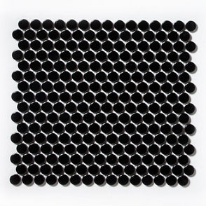 Victorian Penny Matt Black 31.5cm x 29.4cm (1.9cm x 1.9cm) Mosaic Tile