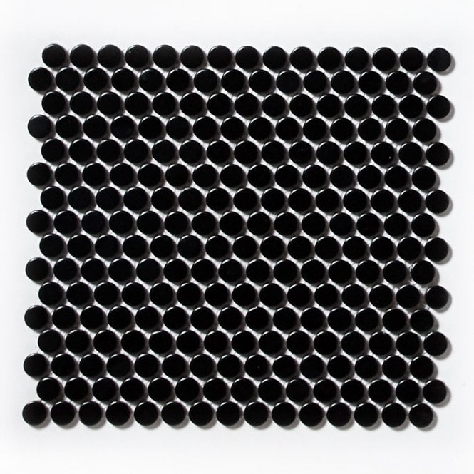 Victorian Penny Matt Black 31.5cm x 29.4cm (1.9cm x 1.9cm) Mosaic Tile