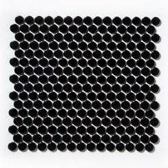 Victorian Penny Matt Black 31.5cm x 29.4cm (1.9cm x 1.9cm) Mosaic Tile