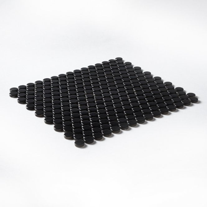 Victorian Penny Matt Black 31.5cm x 29.4cm (1.9cm x 1.9cm) Mosaic Tile