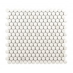 Victorian Penny Matt Carrara White 31.5cm x 29.1cm (1.9cm x 1.9cm) Mosaic Tile